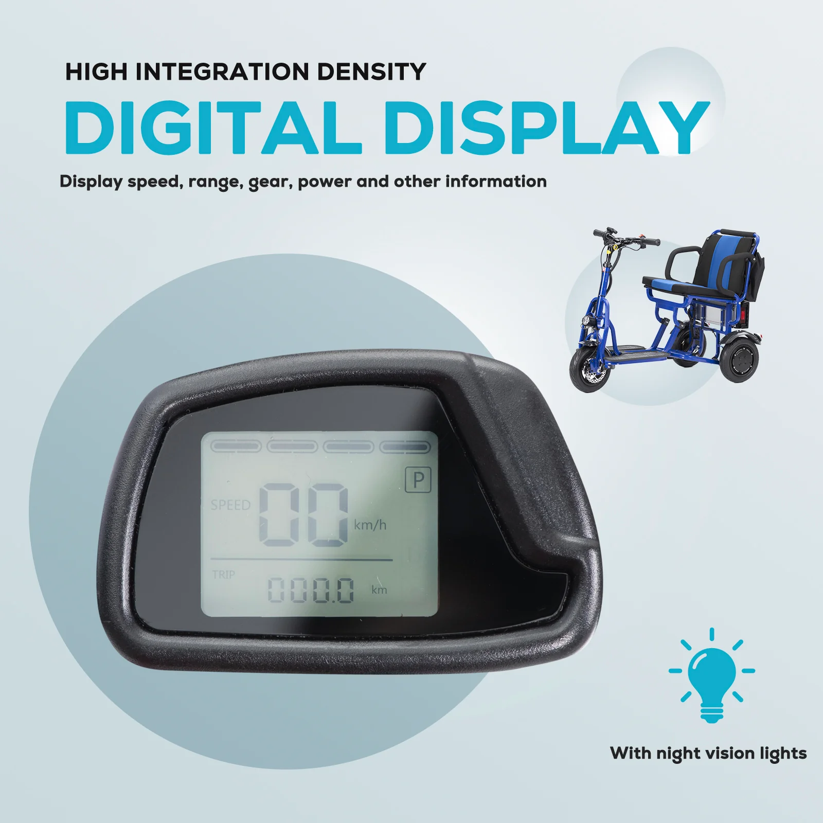 COUGAR (Blue) Folding Electric Mobility Scooter 3 Wheel Lightweight Portable Power Travel Scooters - Image 4