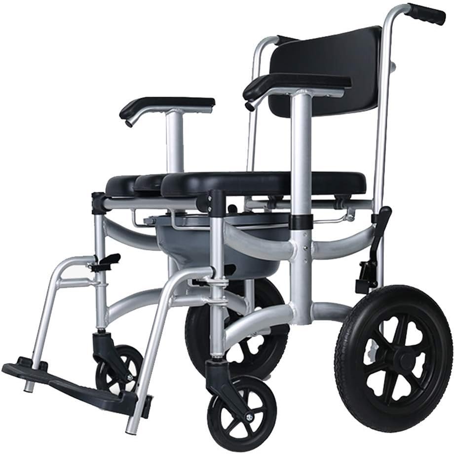 Mobile Shower Chair, 4-in-1 Toilet Commode Wheelchair with Brakes - Image 7