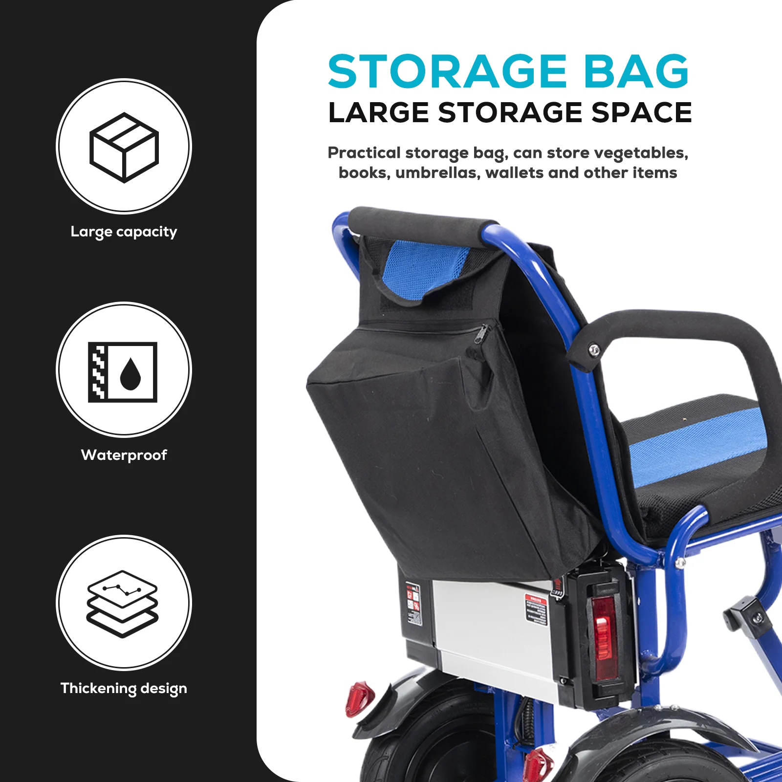 COUGAR (Blue) Folding Electric Mobility Scooter 3 Wheel Lightweight Portable Power Travel Scooters - Image 2