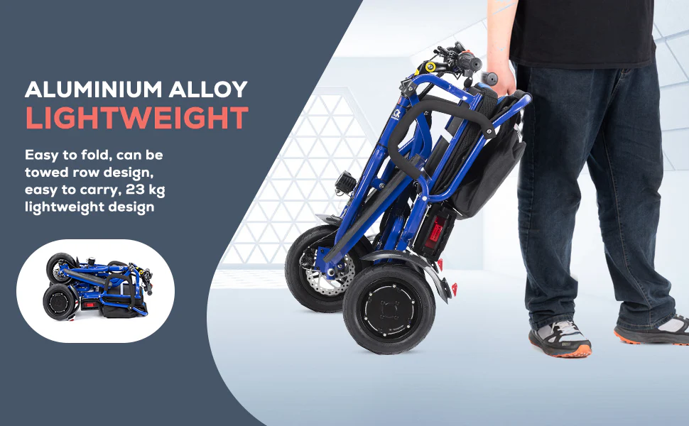 COUGAR (Blue) Folding Electric Mobility Scooter 3 Wheel Lightweight Portable Power Travel Scooters - Image 7