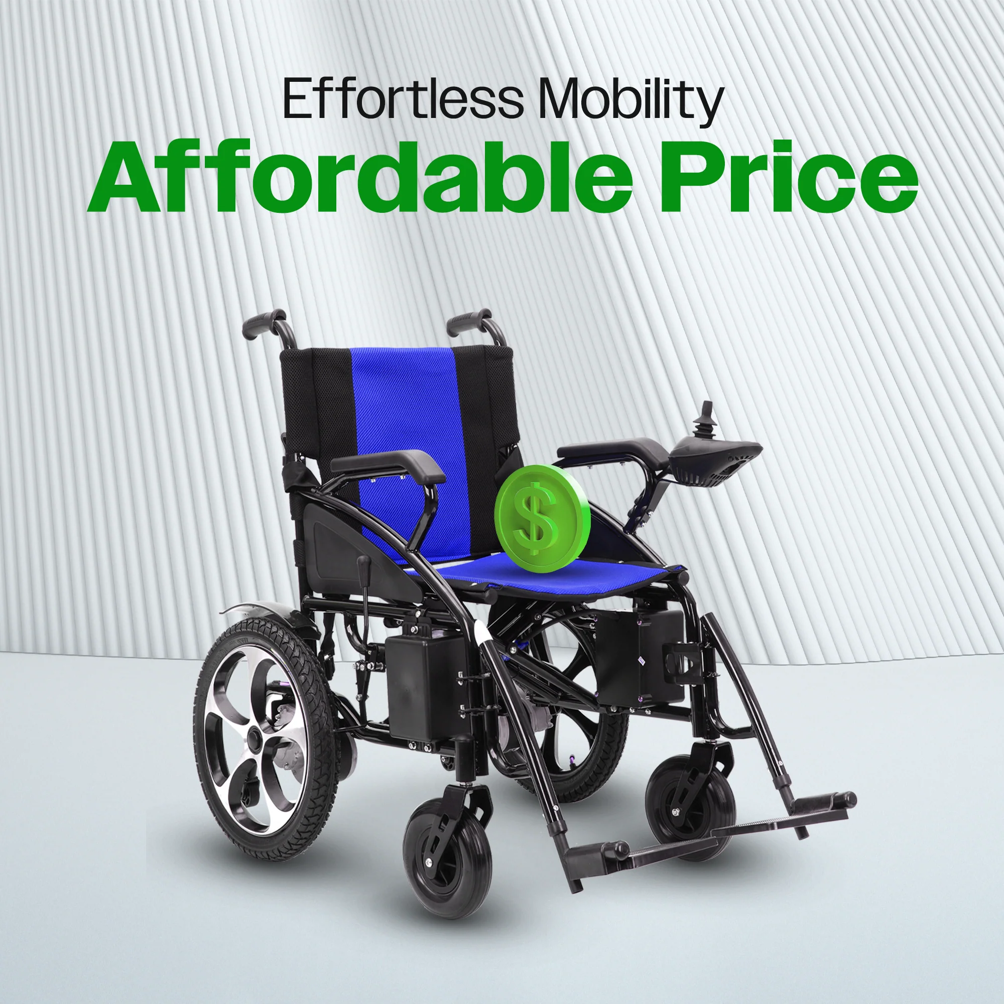 ARTEMIS (Blue) Folding Lightweight Electric Wheelchair - Image 4