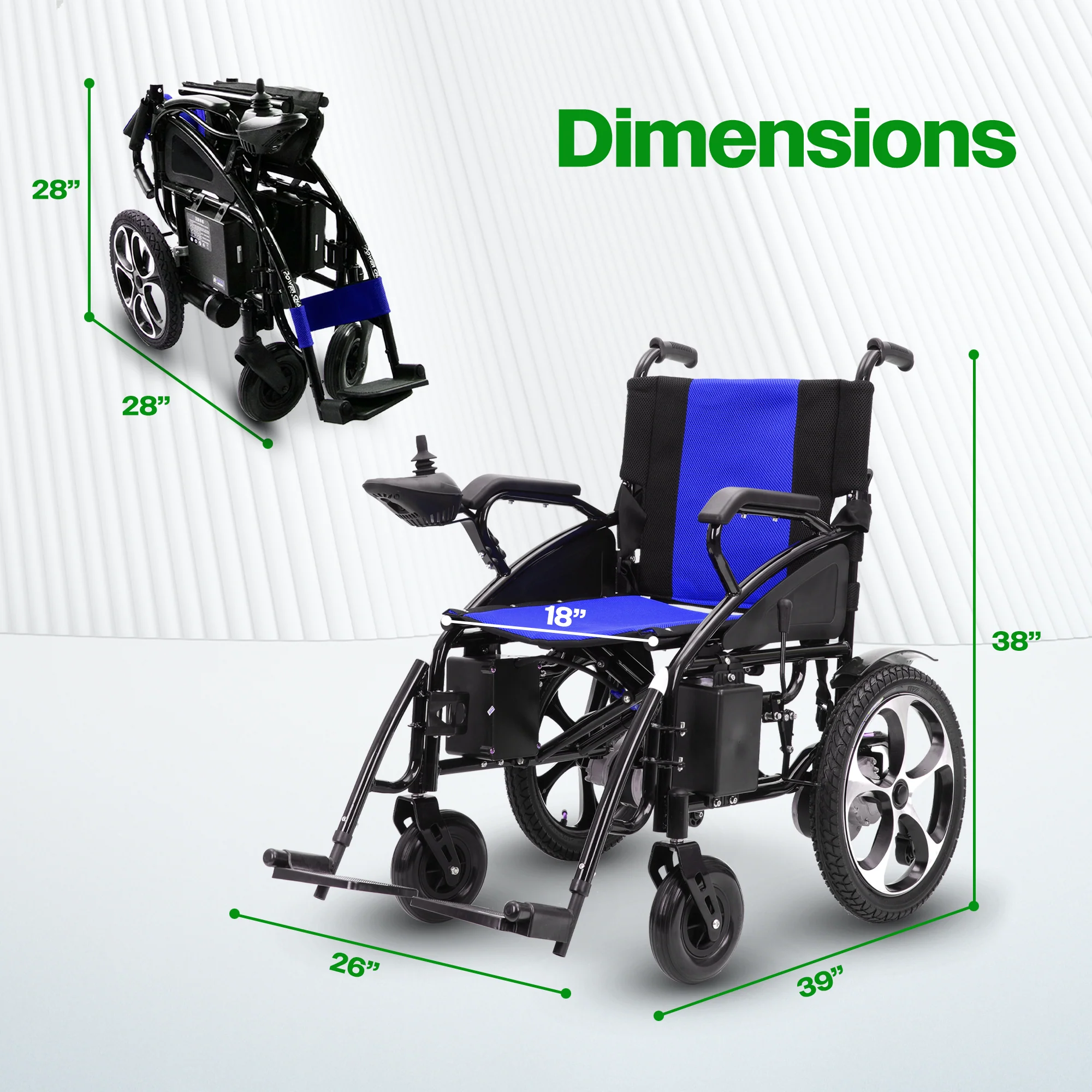 ARTEMIS (Blue) Folding Lightweight Electric Wheelchair - Image 3