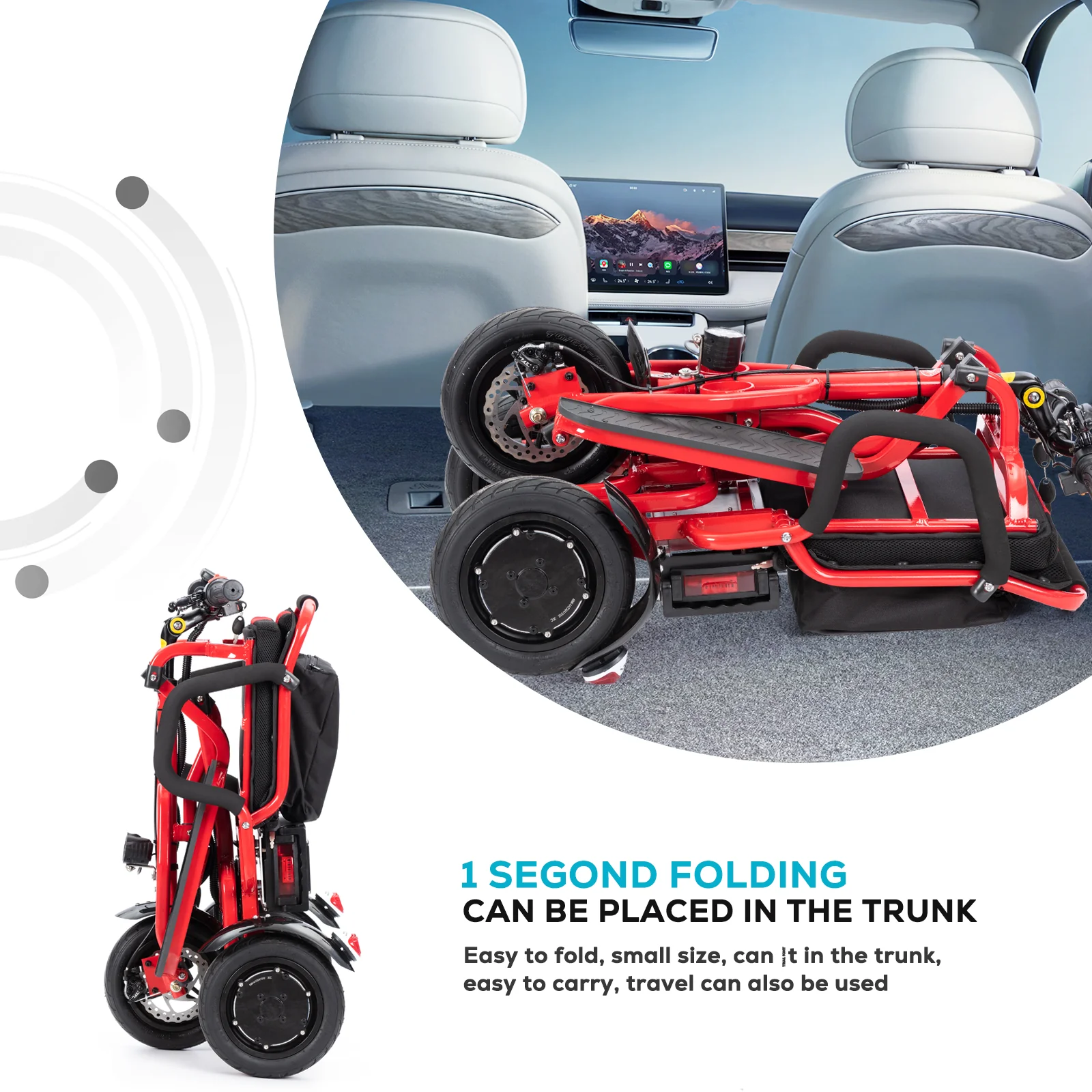 COUGAR (Red) – Ultra Lightweight 3-Wheel Folding Scooter for Adults - Image 9